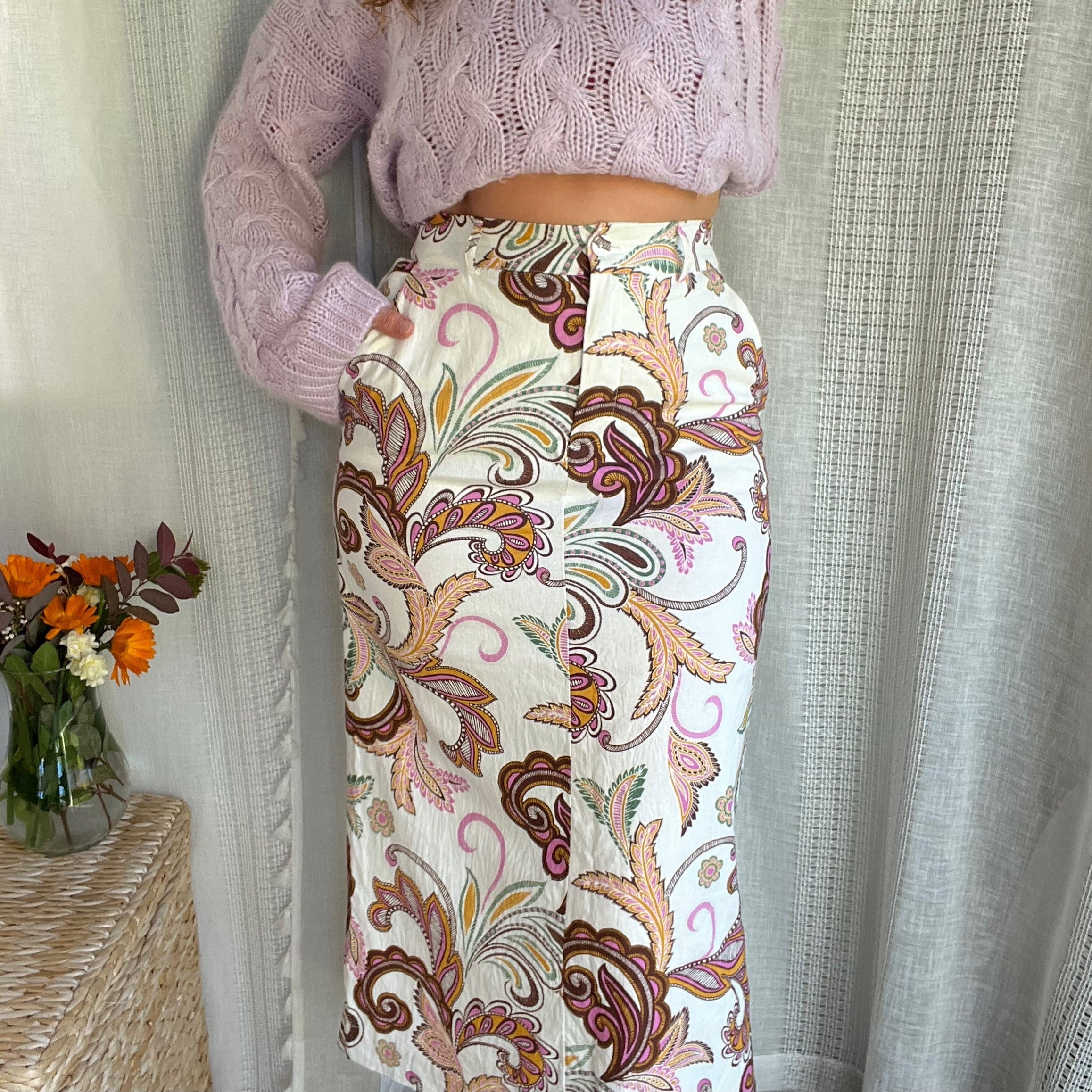 Susan paisley printed midi skirt