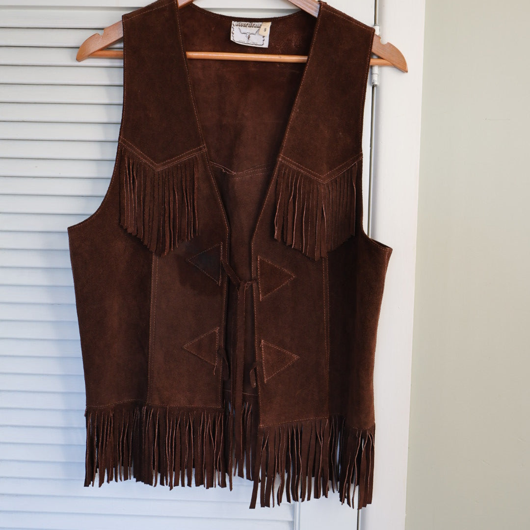 Vintage Leather Tasseled vest