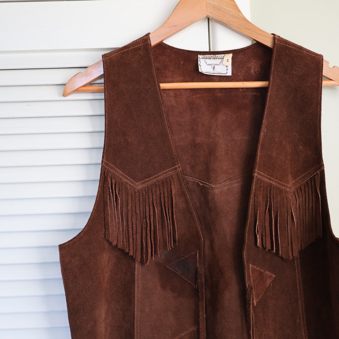 Vintage Leather Tasseled vest