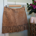 Y2K Bebe suede tassled mini skirt