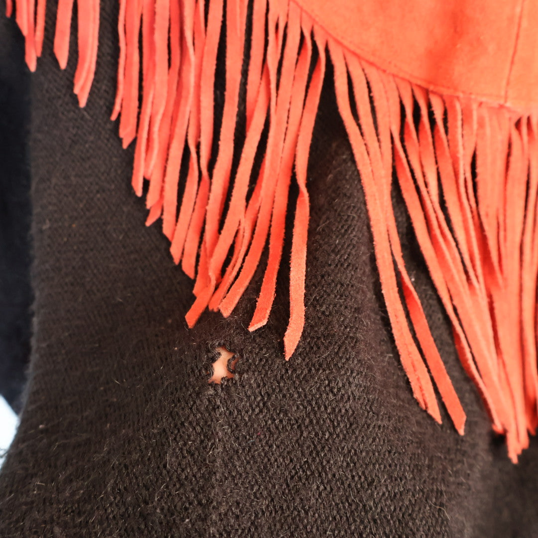 Vintage 80s suede knitted pullover sweater