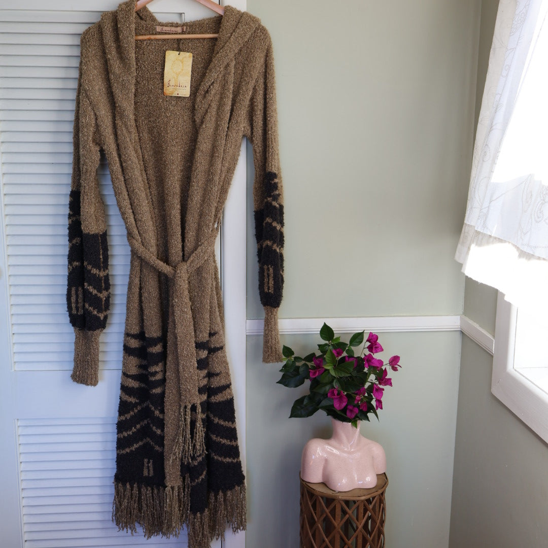 long hooded cardigan