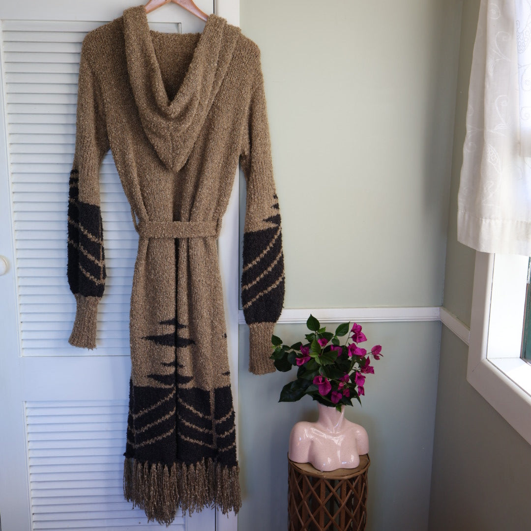 long hooded cardigan