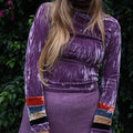 Handmade velvet turtleneck long sleeve top