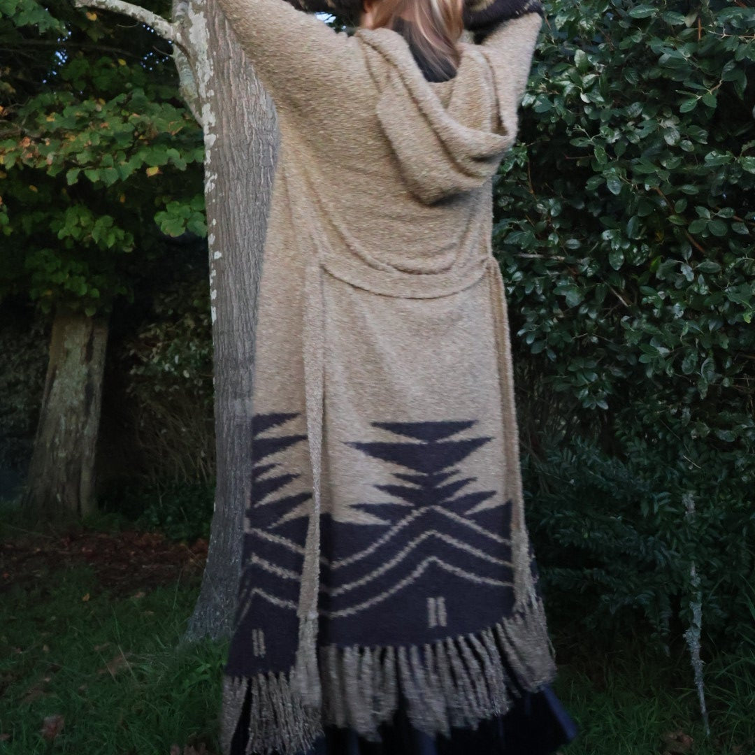 long hooded cardigan