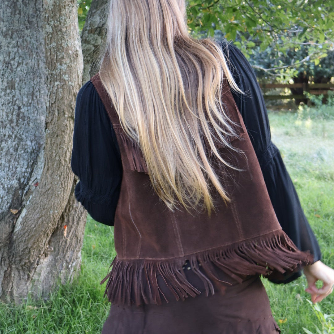 Vintage Leather Tasseled vest
