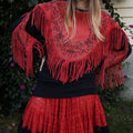 Vintage 80s suede knitted pullover sweater