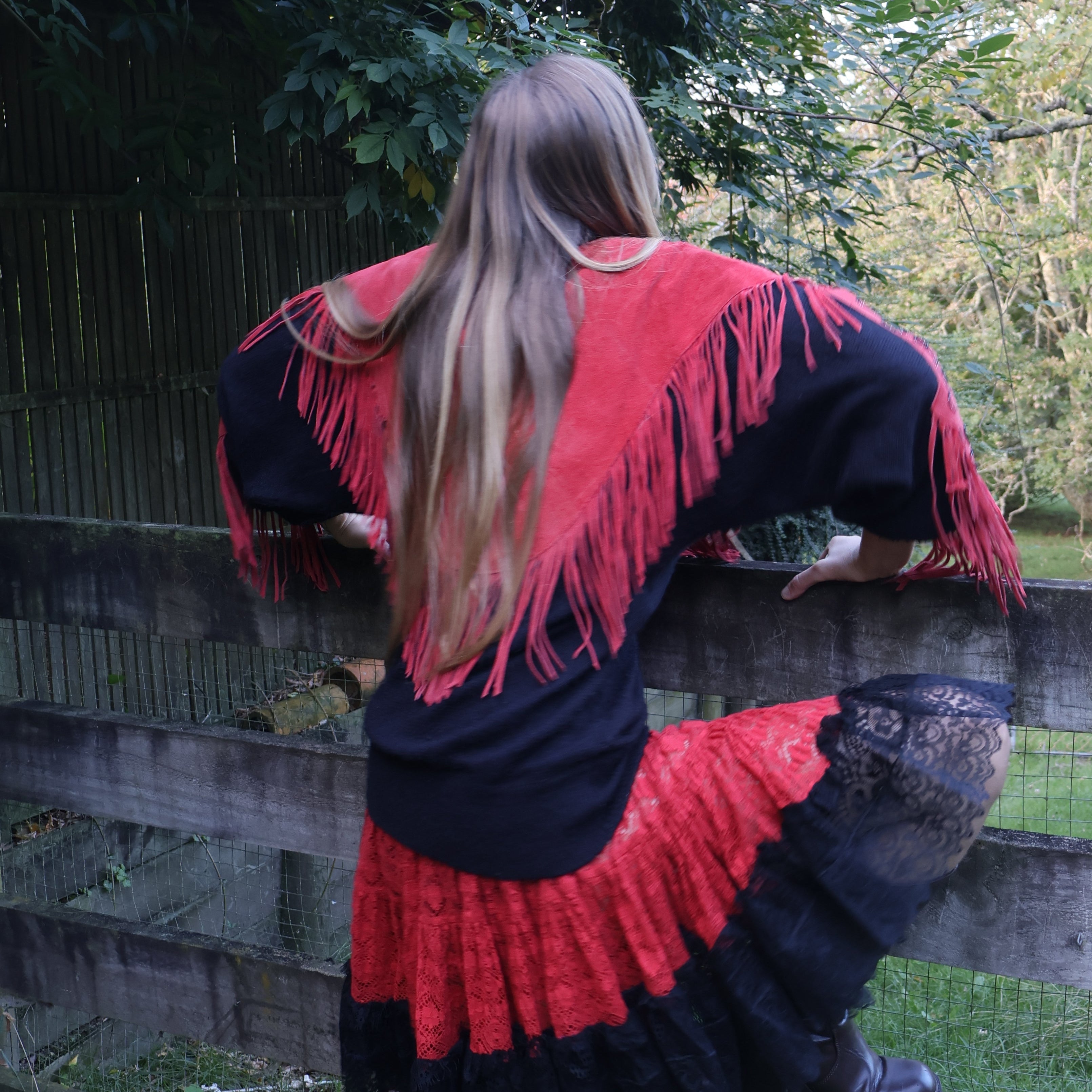 Vintage 80s suede knitted pullover sweater